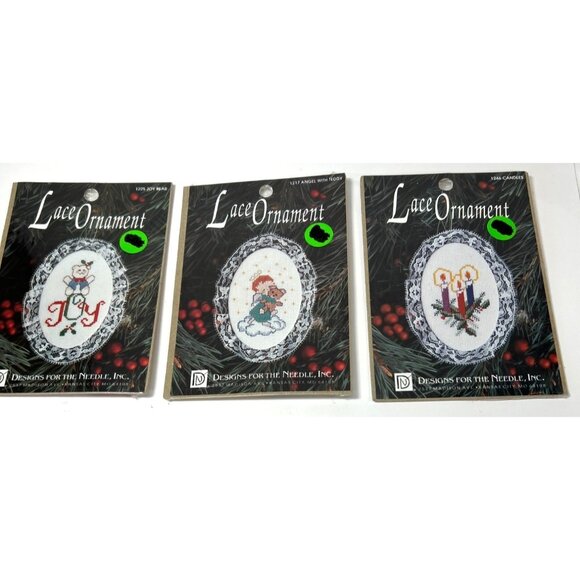 3 Designs For The Needle Lace Ornament Cross Stitch Kits - Picture 1 of 7